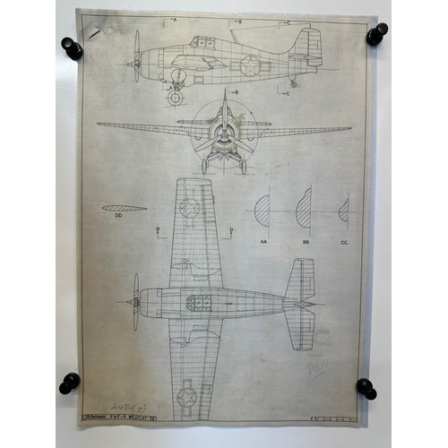 465 - A collection of printed plan drawings of WWII era aircraft on linen from a variety of countries, a G... 