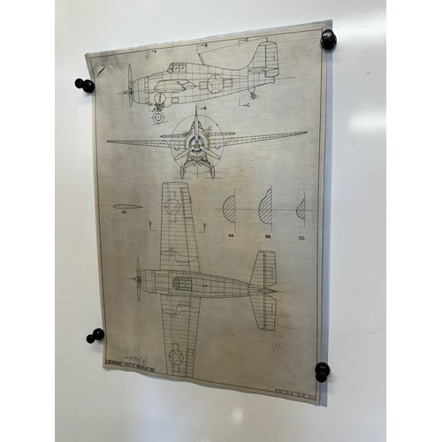 465 - A collection of printed plan drawings of WWII era aircraft on linen from a variety of countries, a G... 