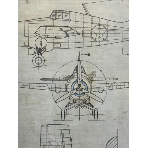 465 - A collection of printed plan drawings of WWII era aircraft on linen from a variety of countries, a G... 