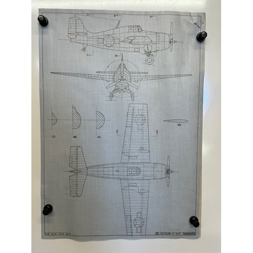 465 - A collection of printed plan drawings of WWII era aircraft on linen from a variety of countries, a G... 