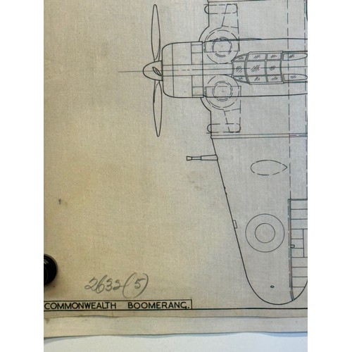 466 - A collection of printed plan drawings of WWII era aircraft on linen from a variety of countries, a C... 