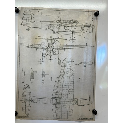 468 - A collection of printed plan drawings of WWII era aircraft on linen from a variety of countries, a F... 