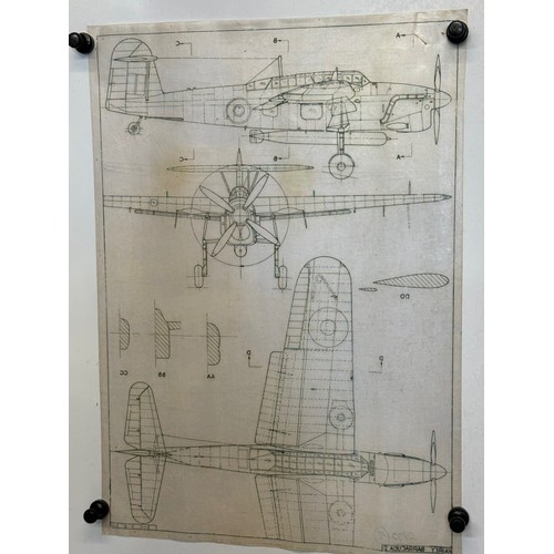 468 - A collection of printed plan drawings of WWII era aircraft on linen from a variety of countries, a F... 