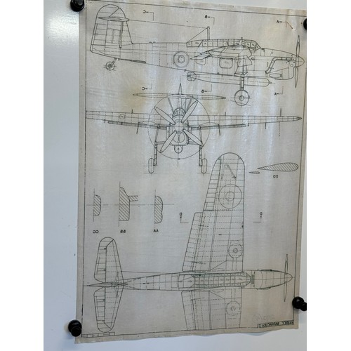 468 - A collection of printed plan drawings of WWII era aircraft on linen from a variety of countries, a F... 