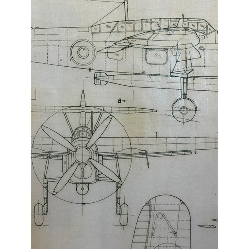 468 - A collection of printed plan drawings of WWII era aircraft on linen from a variety of countries, a F... 