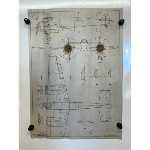 469 - A collection of printed plan drawings of WWII era aircraft on linen from a variety of countries, a G... 