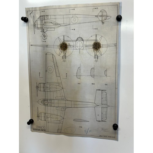 469 - A collection of printed plan drawings of WWII era aircraft on linen from a variety of countries, a G... 