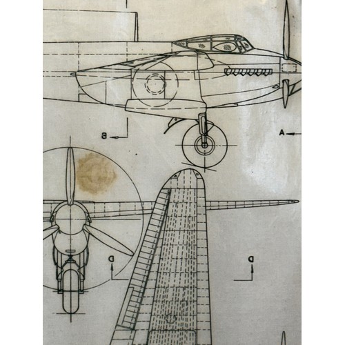 470 - A collection of printed plan drawings of WWII era aircraft on linen from a variety of countries, a D... 