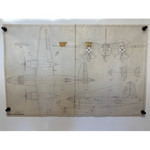 473 - A collection of printed plan drawings of WWII era aircraft on linen from a variety of countries, a M... 