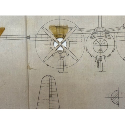 473 - A collection of printed plan drawings of WWII era aircraft on linen from a variety of countries, a M... 