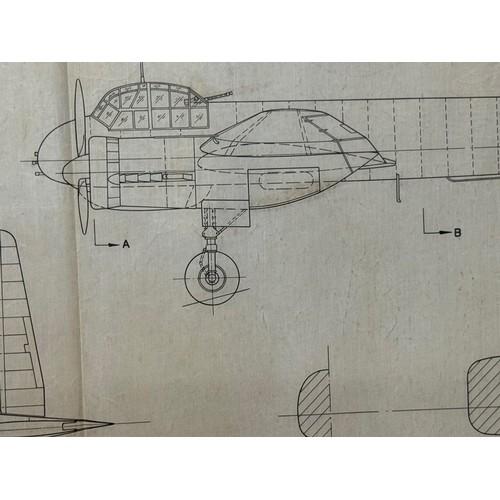 475 - A collection of printed plan drawings of WWII era aircraft on linen from a variety of countries, a J... 