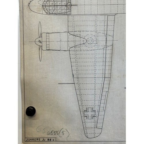 475 - A collection of printed plan drawings of WWII era aircraft on linen from a variety of countries, a J... 