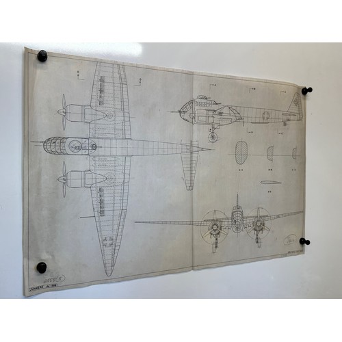 476 - A collection of printed plan drawings of WWII era aircraft on linen from a variety of countries, a J... 