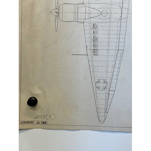 476 - A collection of printed plan drawings of WWII era aircraft on linen from a variety of countries, a J... 