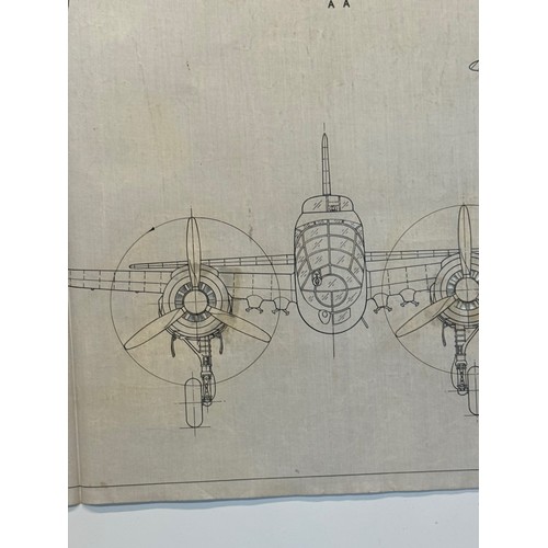 476 - A collection of printed plan drawings of WWII era aircraft on linen from a variety of countries, a J... 