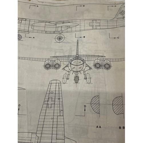 479 - Militaria, WWII, Aeronautical Aviation interest Plan drawings on linen of German air force Arado Ar ... 