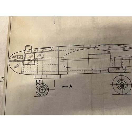 479 - Militaria, WWII, Aeronautical Aviation interest Plan drawings on linen of German air force Arado Ar ... 