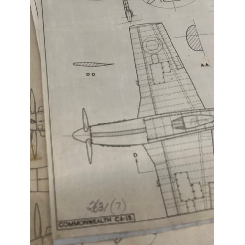 480 - Militaria, WWII, Aeronautical Aviation interest Plan drawings on linen of Australian Air Force Commo... 