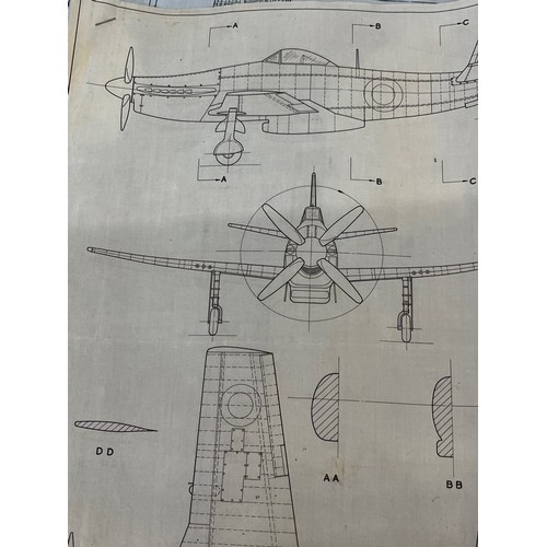 480 - Militaria, WWII, Aeronautical Aviation interest Plan drawings on linen of Australian Air Force Commo... 