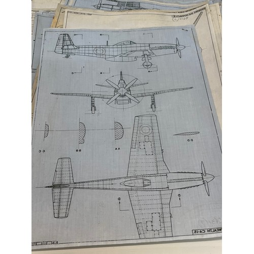 480 - Militaria, WWII, Aeronautical Aviation interest Plan drawings on linen of Australian Air Force Commo... 