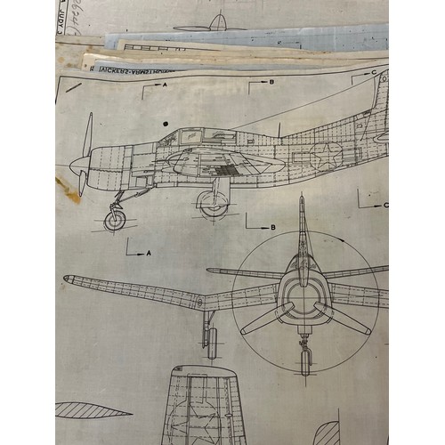 481 - Militaria, WWII, Aeronautical Aviation interest Plan drawings on linen of a Douglas BTD-1 Destroyer.... 