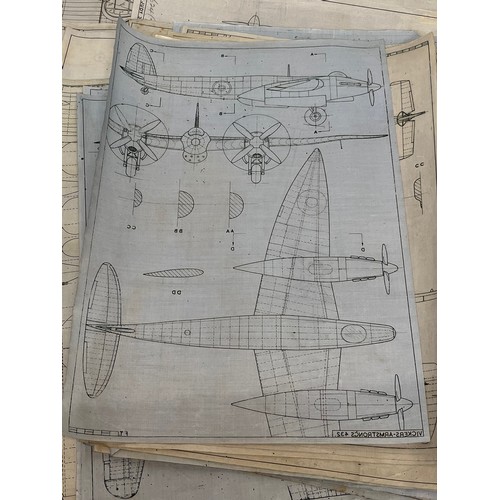 482 - Militaria, WWII, Aeronautical Aviation interest Plan drawings on linen of a RAF Vickers Armstrong 43... 