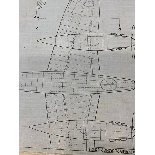 482 - Militaria, WWII, Aeronautical Aviation interest Plan drawings on linen of a RAF Vickers Armstrong 43... 