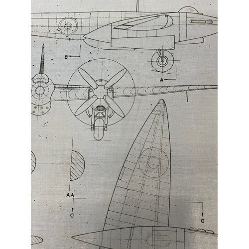 482 - Militaria, WWII, Aeronautical Aviation interest Plan drawings on linen of a RAF Vickers Armstrong 43... 