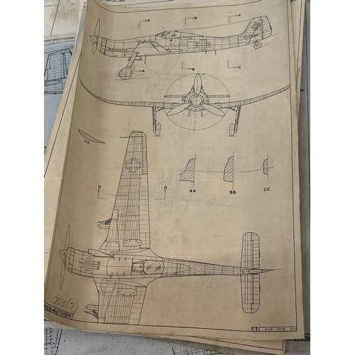 483 - Militaria, WWII, Aeronautical Aviation interest Plan drawings on linen of a Focke-Wulf Ta 152H, 1 of... 