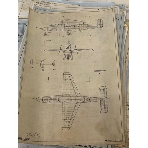 484 - Militaria, WWII, Aeronautical Aviation interest Plan drawings on linen of a Heinkel He 162A, 1 off 2... 