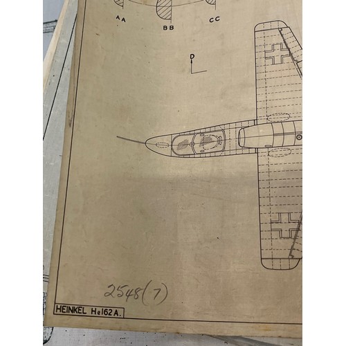 484 - Militaria, WWII, Aeronautical Aviation interest Plan drawings on linen of a Heinkel He 162A, 1 off 2... 