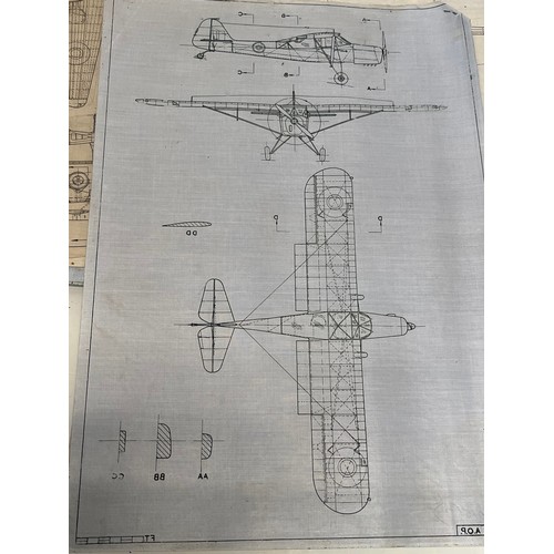 487 - Militaria, WWII, Aeronautical Aviation interest Plan drawings on linen of a Auster VI AOP, 2 off 28 ... 