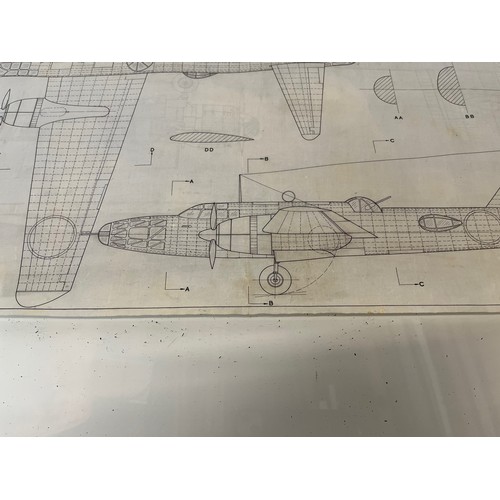 488 - Militaria, WWII, Aeronautical Aviation interest Plan drawings on linen of a Mitsubishi Ki-67 Peggy I... 