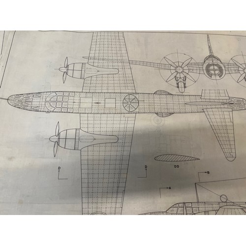 488 - Militaria, WWII, Aeronautical Aviation interest Plan drawings on linen of a Mitsubishi Ki-67 Peggy I... 