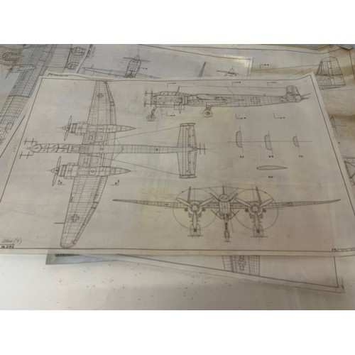 490 - Militaria, WWII, Aeronautical Aviation interest Plan drawings on linen of a Heinkel HE 219A, 1 off 6... 