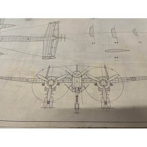 490 - Militaria, WWII, Aeronautical Aviation interest Plan drawings on linen of a Heinkel HE 219A, 1 off 6... 