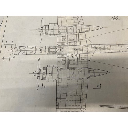 490 - Militaria, WWII, Aeronautical Aviation interest Plan drawings on linen of a Heinkel HE 219A, 1 off 6... 