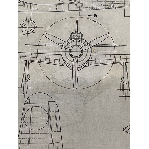 491 - Militaria, WWII, Aeronautical Aviation interest Plan drawings on linen of a Yokosuka Judy 33, 1 off ... 