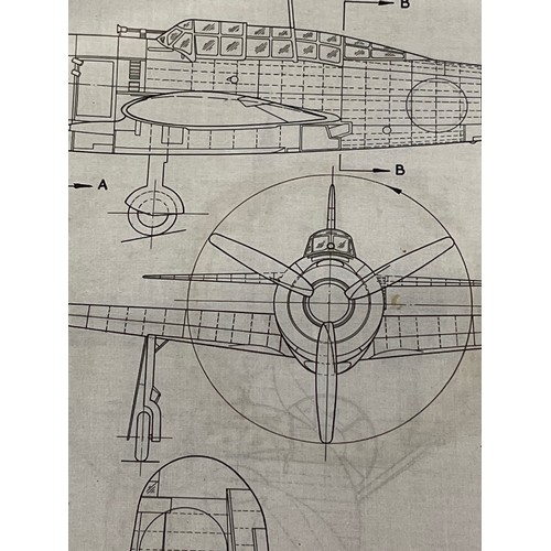 491 - Militaria, WWII, Aeronautical Aviation interest Plan drawings on linen of a Yokosuka Judy 33, 1 off ... 