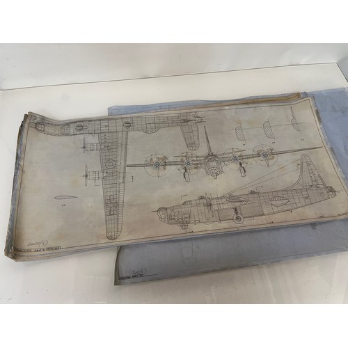 492 - Militaria, WWII, Aeronautical Aviation interest Plan drawings on linen of a Consolidated PB4Y-2 Priv... 