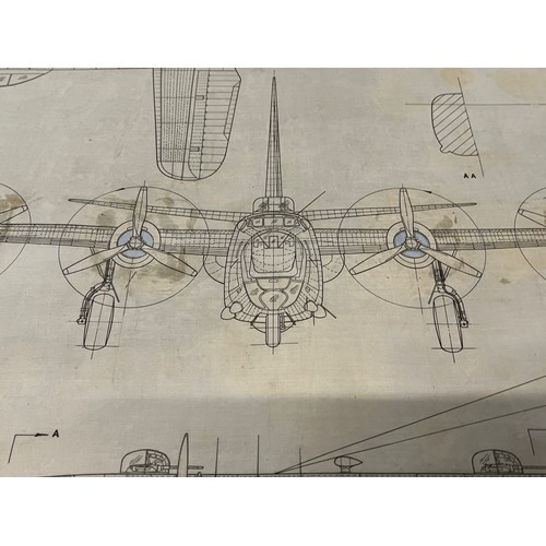 492 - Militaria, WWII, Aeronautical Aviation interest Plan drawings on linen of a Consolidated PB4Y-2 Priv... 