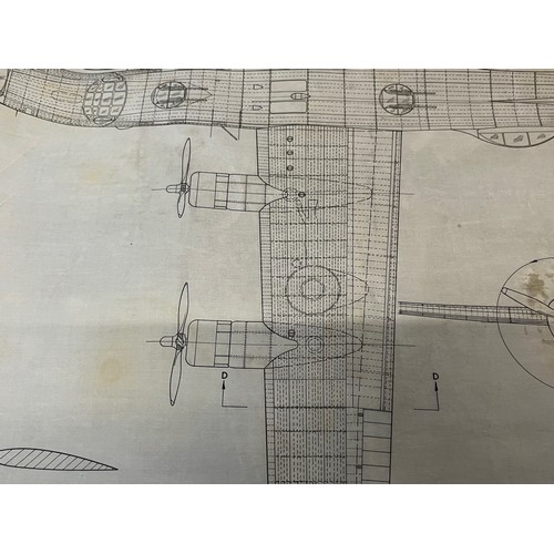 492 - Militaria, WWII, Aeronautical Aviation interest Plan drawings on linen of a Consolidated PB4Y-2 Priv... 