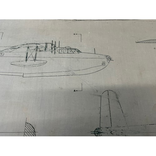 494 - Militaria, WWII, Aeronautical Aviation interest Plan drawings on linen of a Kawanishi Emily 2-2, 2 o... 