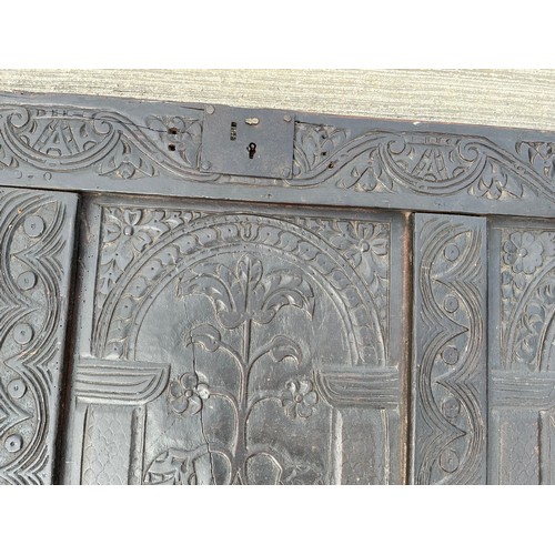 181 - Three section carved oak furniture panel. 147 cm x 62 cm.

This lot is collection only.