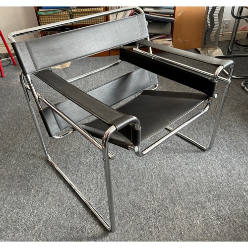 41 - Furniture, mid century modern, a pair of Wassily style chairs after Marcel Breuer.

This lot is coll... 