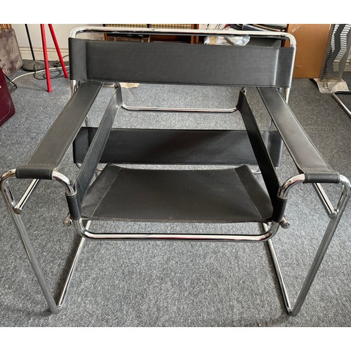 41 - Furniture, mid century modern, a pair of Wassily style chairs after Marcel Breuer.

This lot is coll... 