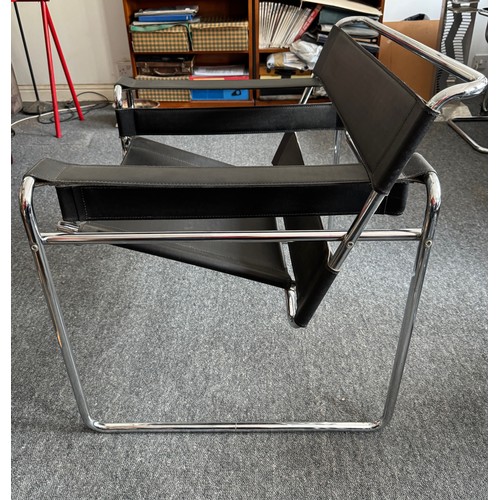 41 - Furniture, mid century modern, a pair of Wassily style chairs after Marcel Breuer.

This lot is coll... 