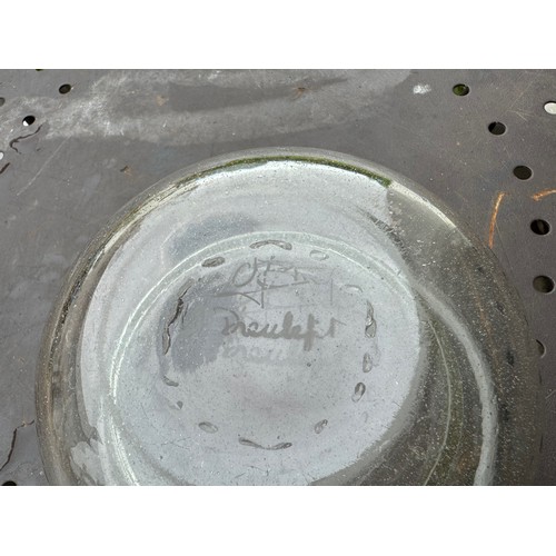 73 - Continental speckled glass bowl with a deep internal hanging lip, signed to the base.

This lot is a... 