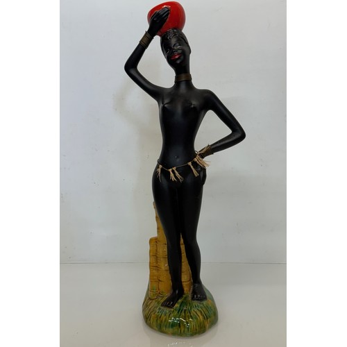 77 - Decorative figurine of a naked black female with a bowl balanced on her head. 45 cm tall.

This lot ... 