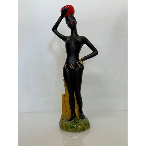 77 - Decorative figurine of a naked black female with a bowl balanced on her head. 45 cm tall.

This lot ... 